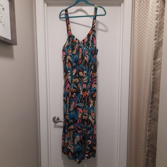 *BOGO FREE* Size 2X Terra Sky Women’s Black Floral Sleeveless Dress - Picture 3 of 6